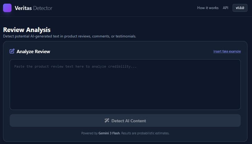 Veritas AI Review  Detector – screenshot 1