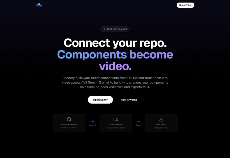 Scenery - AI Video Generation from GitHub Repos – screenshot 1