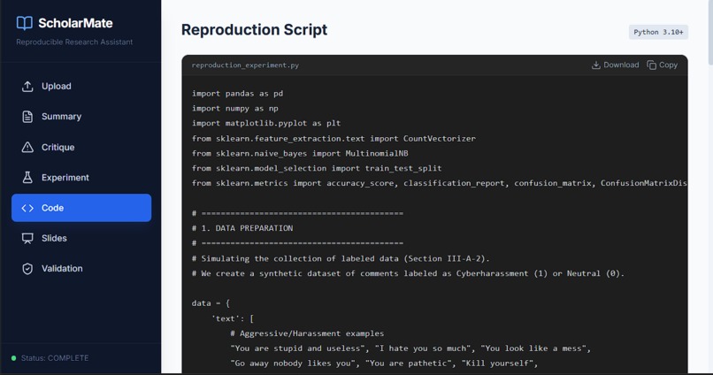 ScholarMate — From Paper to Reproducible Research – screenshot 5