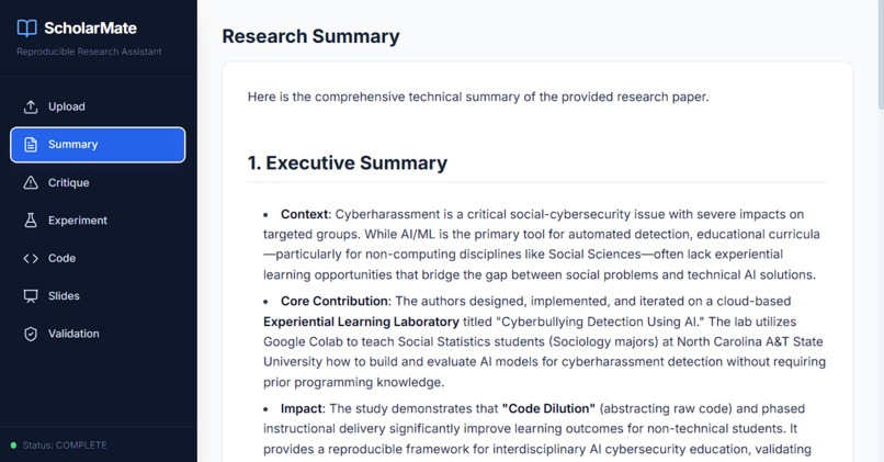 ScholarMate — From Paper to Reproducible Research – screenshot 2