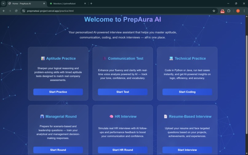 PrepAura - Multimodal AI Interview Preparation Platform  – screenshot 4