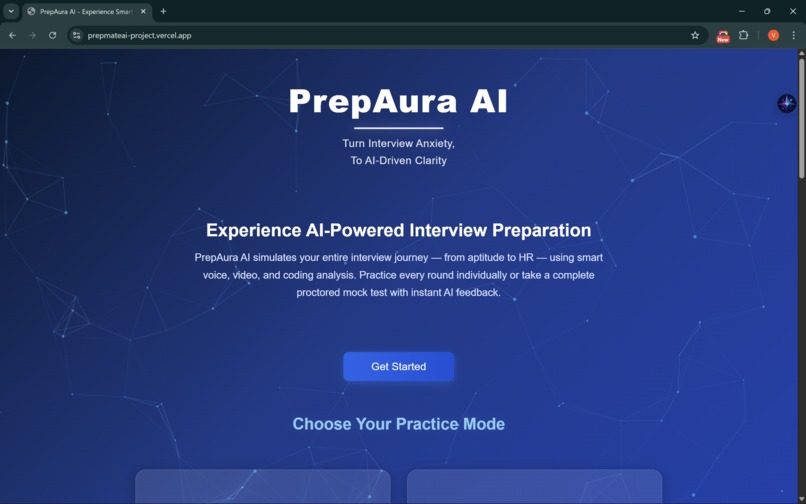 PrepAura - Multimodal AI Interview Preparation Platform  – screenshot 1