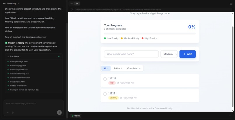 Glovix AI Web Builder – screenshot 1