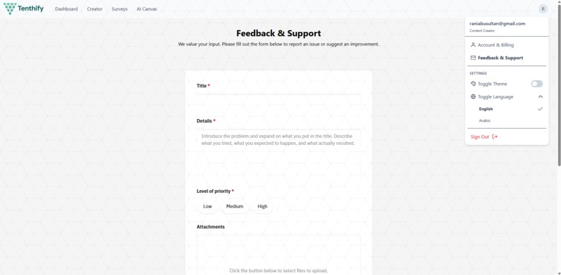 Tenthify: AI-Native Multilingual Survey Platform – screenshot 8