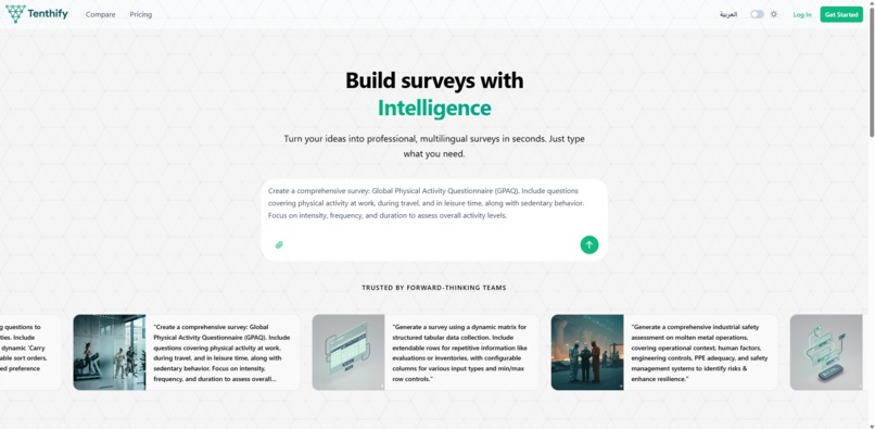 Tenthify: AI-Native Multilingual Survey Platform – screenshot 1