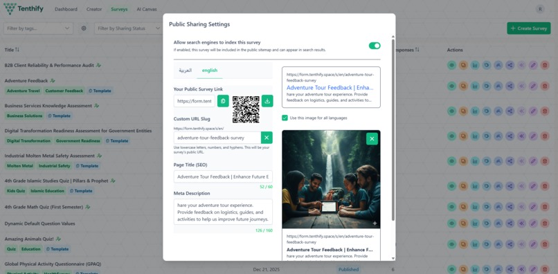 Tenthify: AI-Native Multilingual Survey Platform – screenshot 6