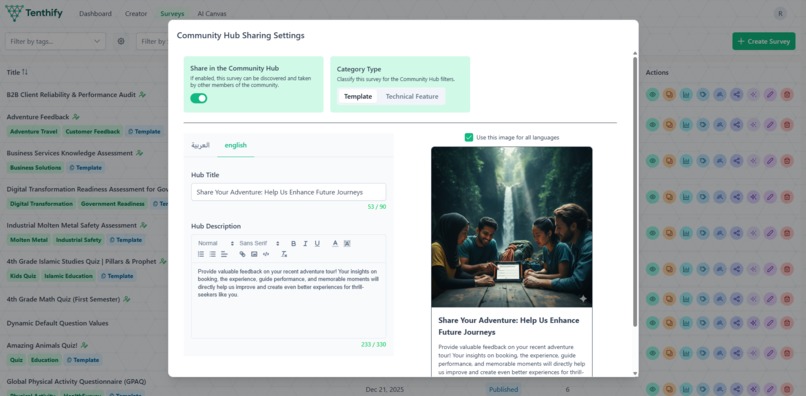 Tenthify: AI-Native Multilingual Survey Platform – screenshot 7