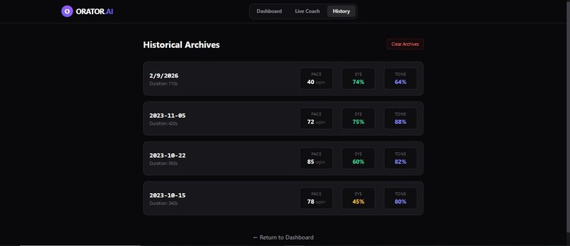 ORATOR.AI — Live Multimodal Public Speaking Coach – screenshot 1