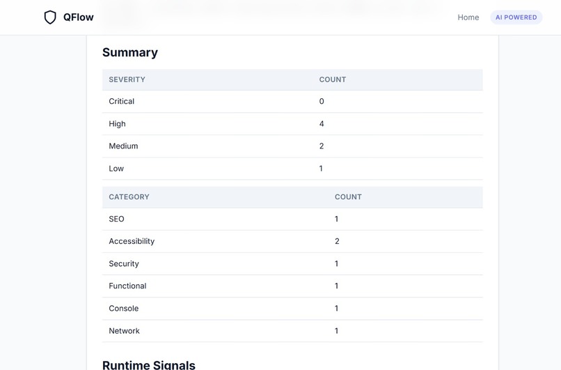 QFlow : Autonomous QA Agent  – screenshot 2