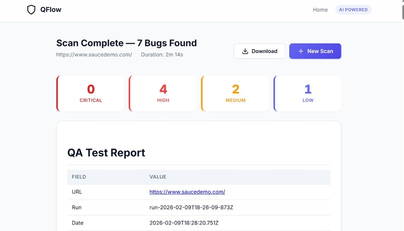 QFlow : Autonomous QA Agent  – screenshot 3