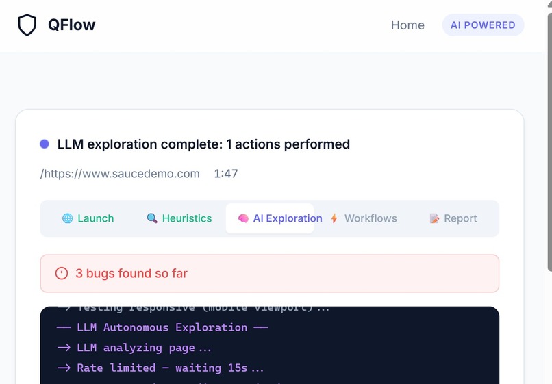 QFlow : Autonomous QA Agent  – screenshot 4