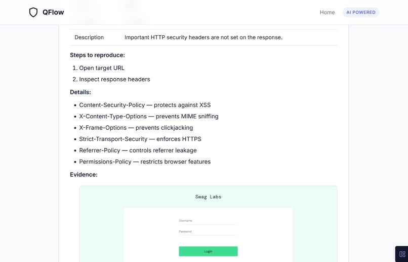 QFlow : Autonomous QA Agent  – screenshot 5