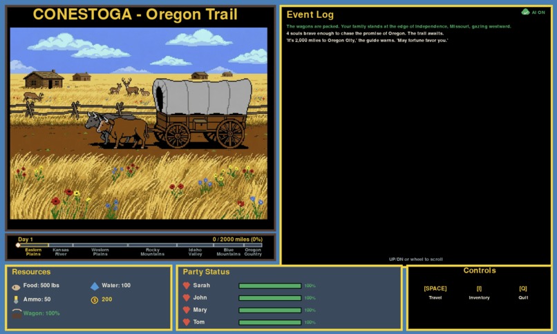 Conestoga — Gemini 3–powered Oregon Trail – screenshot 1