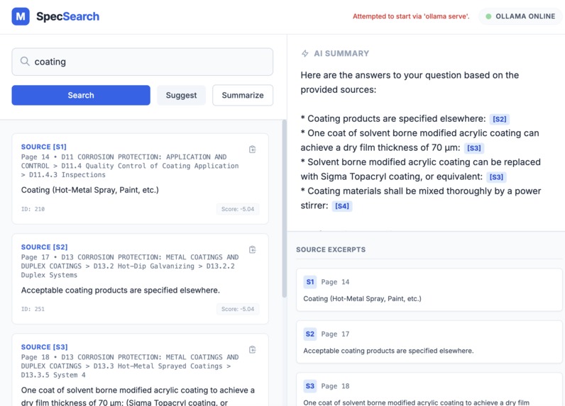 SpecSearch – screenshot 1