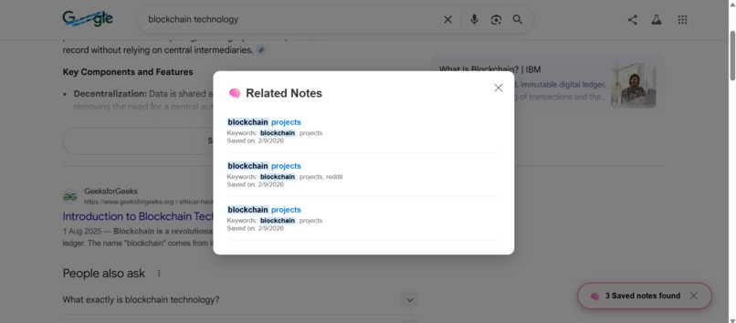 AI powered chrome extension to save notes and it pings u – screenshot 2