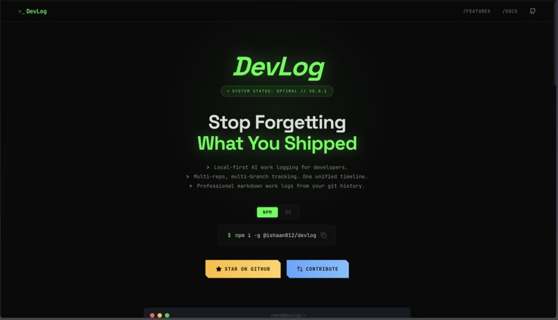 DevLog: AI Powered Work Logging for Devs – screenshot 1
