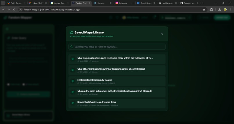 Fandom Mapper - Socia Media Search & Visualiser – screenshot 8