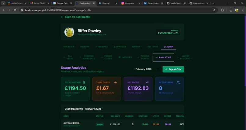 Fandom Mapper - Socia Media Search & Visualiser – screenshot 10