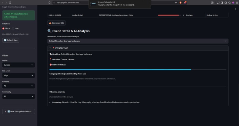 VantagePoint — Supply Chain Intelligence Engine – screenshot 4