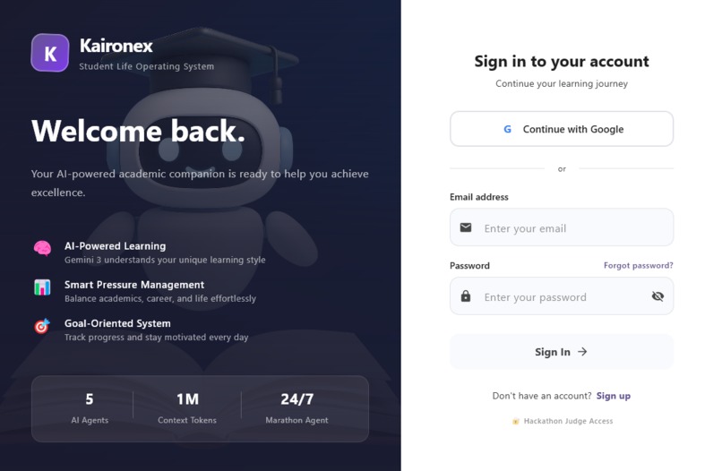 Kaironex: Autonomous Cognitive Infrastructure for Students – screenshot 1