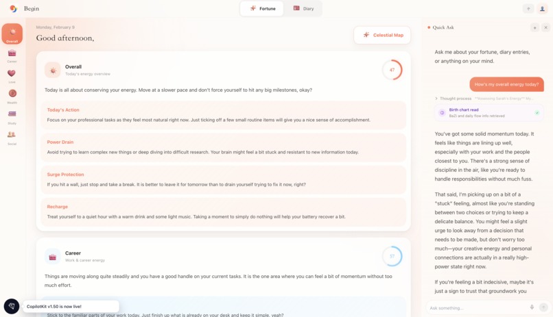 Begin — AI Fortune Diary – screenshot 2