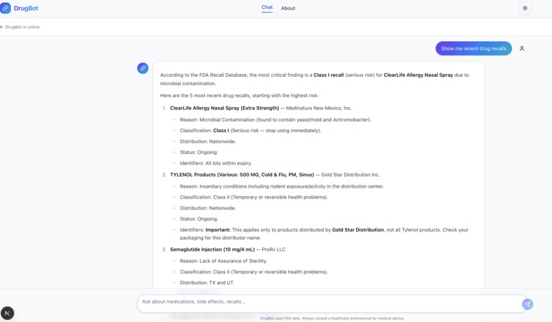 AI-powered DrugBot – screenshot 2