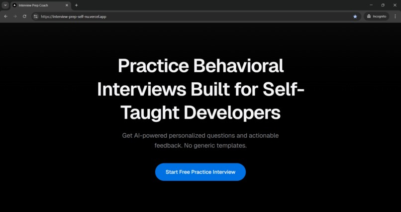 AI Interview Coach for Self-Taught Developers – screenshot 1