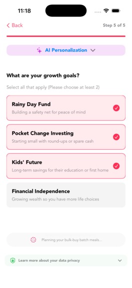Grown AI: Personalized Saving Hacks & Goal Tracker for Moms – screenshot 2