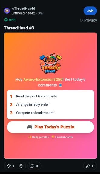 ThreadHead - Reddit Comment Sorting Challenge – screenshot 1
