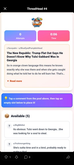ThreadHead - Reddit Comment Sorting Challenge – screenshot 3
