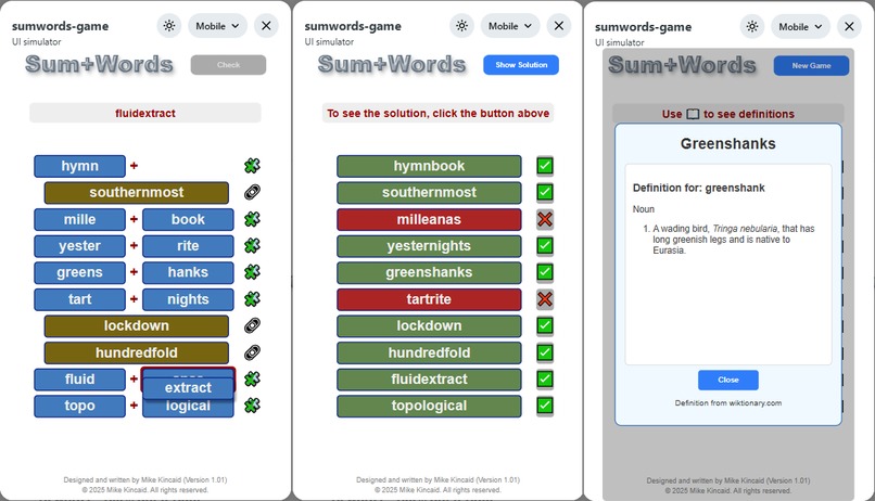 sumwords-game – screenshot 2
