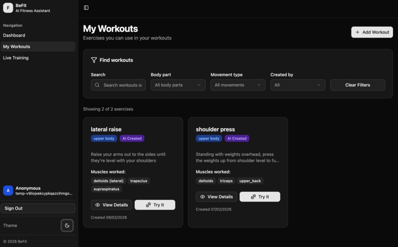 BeFit – screenshot 2