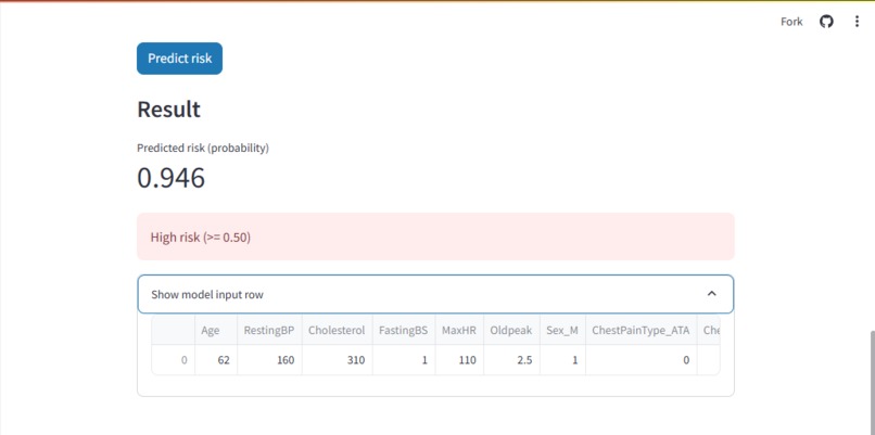 Heart Attack Risk Prediction App  (HARPA) – screenshot 1