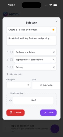Remmi - smart task & reminders – screenshot 2