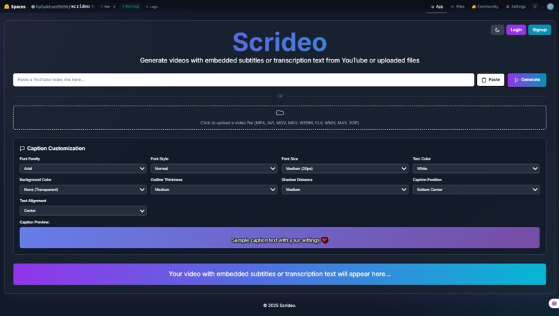 Scrideo – AI Captioning for Inclusive Access – screenshot 1