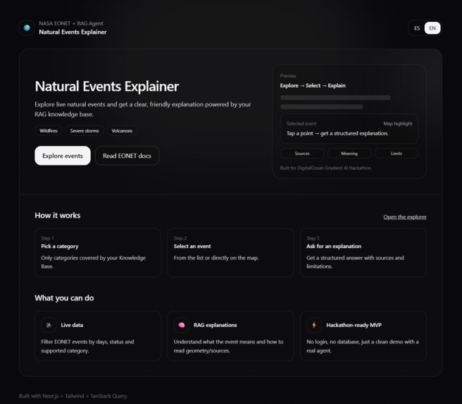 Natural Events Explorer + AI Agent – screenshot 1