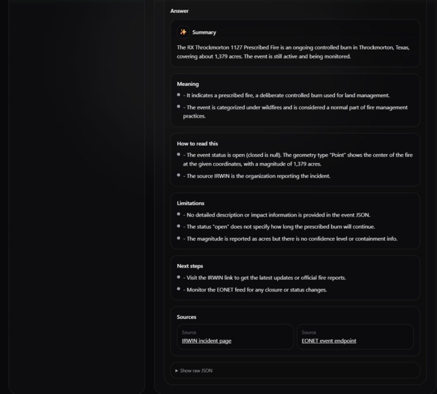 Natural Events Explorer + AI Agent – screenshot 2