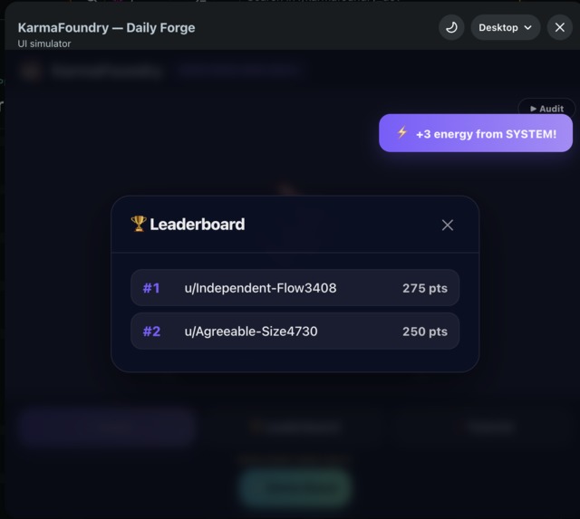KarmaFoundry — Daily Reddit Boss Battle – screenshot 3
