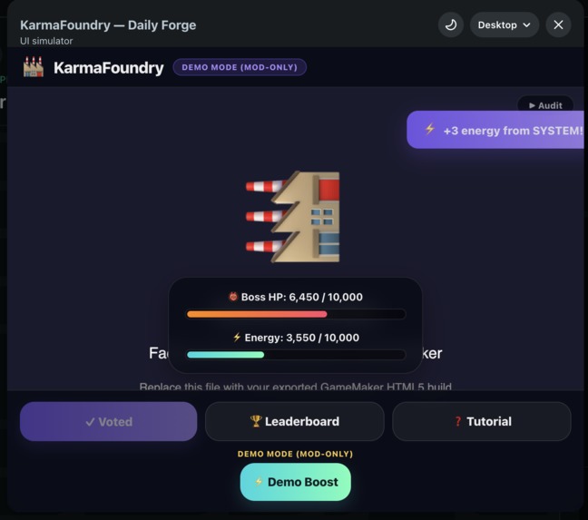 KarmaFoundry — Daily Reddit Boss Battle – screenshot 4