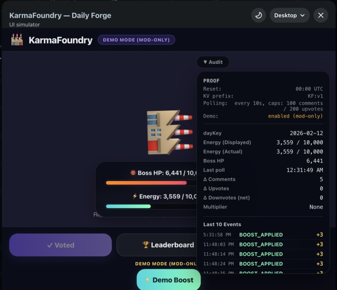 KarmaFoundry — Daily Reddit Boss Battle – screenshot 5