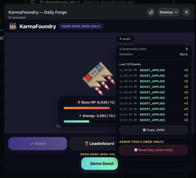 KarmaFoundry — Daily Reddit Boss Battle – screenshot 7