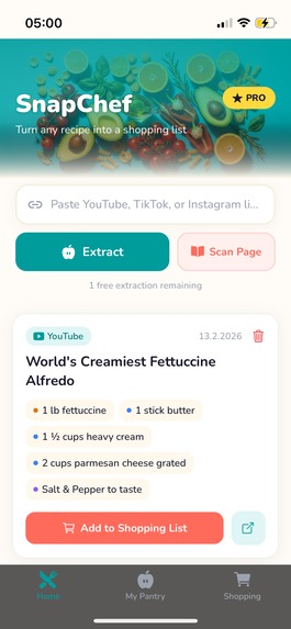 SnapChef — Turn Viral Food Vids into Instant Shopping Lists – screenshot 5