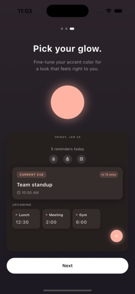 Cue - Better Reminders.  Design Cues that trigger action. – screenshot 3