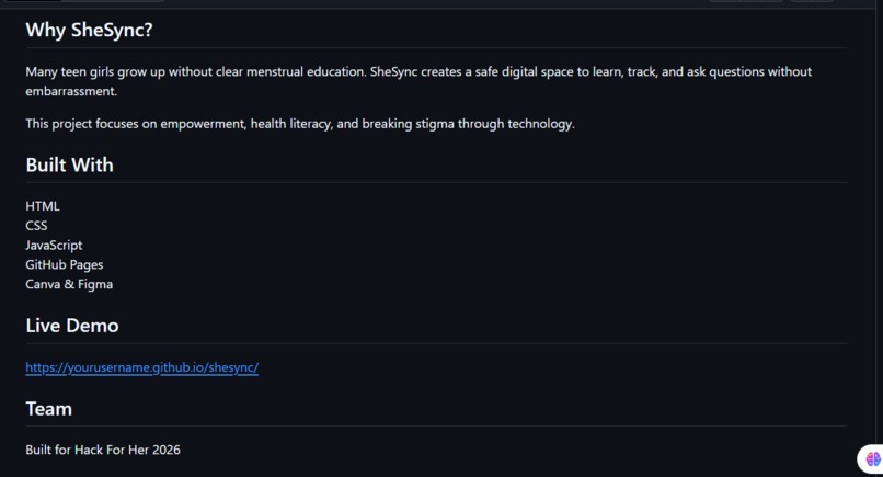 shesync – screenshot 1