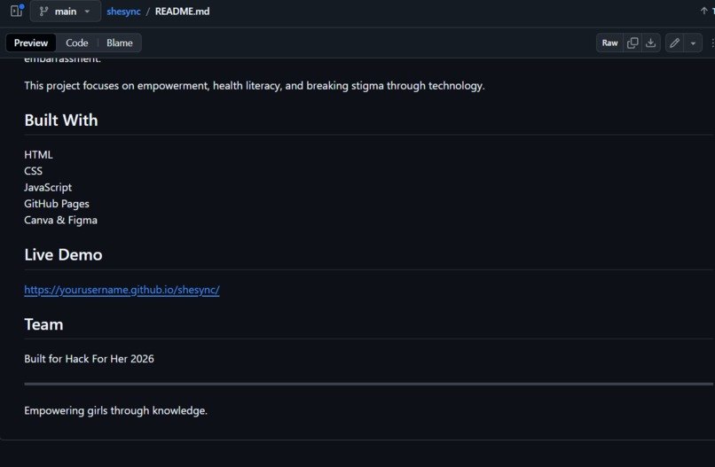 shesync – screenshot 2