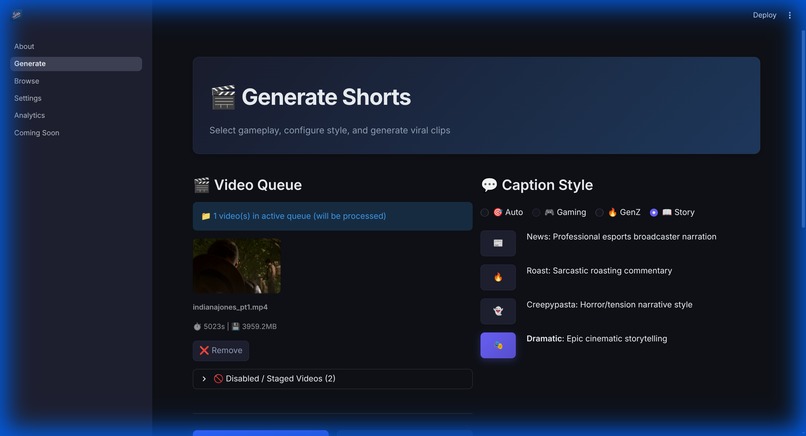 AutoShorts: The AI Gaming Editor – screenshot 3