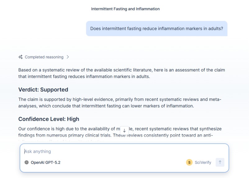 SciVerify – screenshot 1