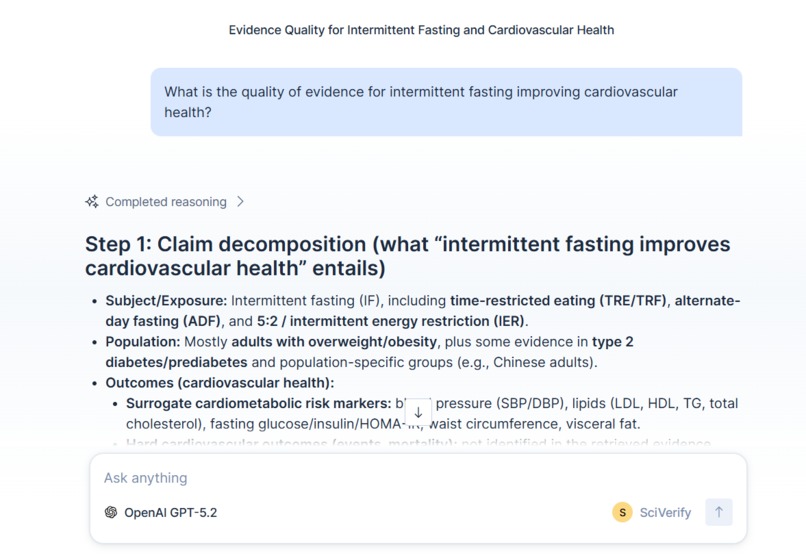 SciVerify – screenshot 2