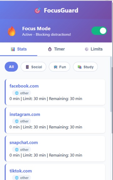 FocusGuard - Chrome Extension – screenshot 1