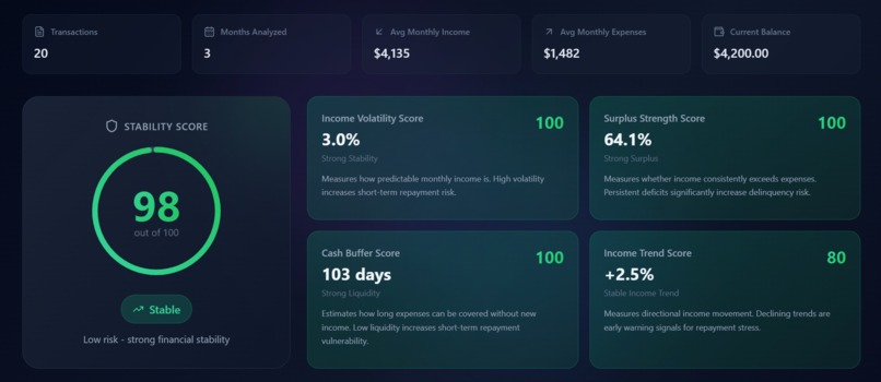 Cashflow Stability Lens – screenshot 2